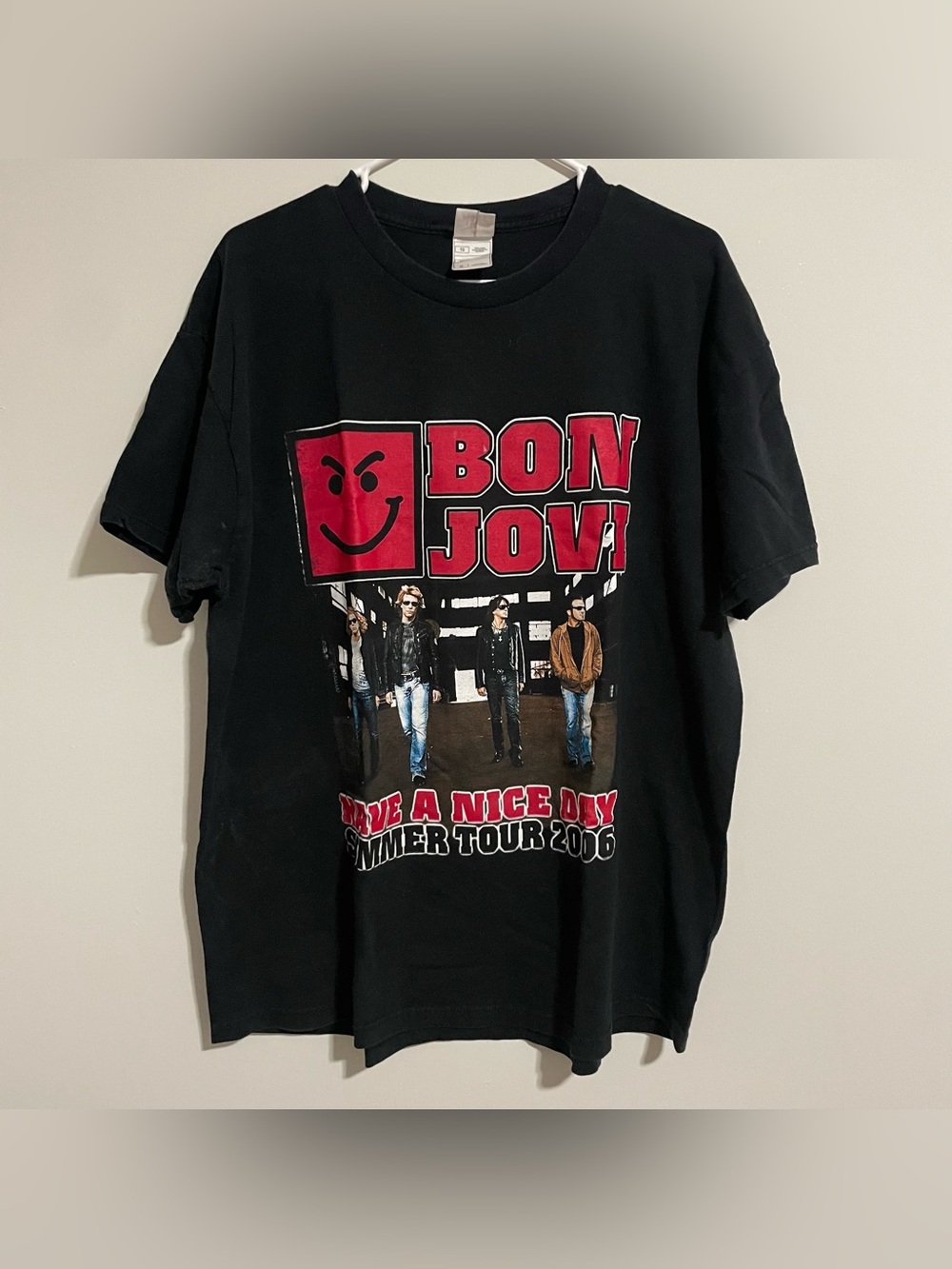 Bon Jovi Black Have A Nice Day Tour 2005 Band Concert Tour T-Shirt Size XL